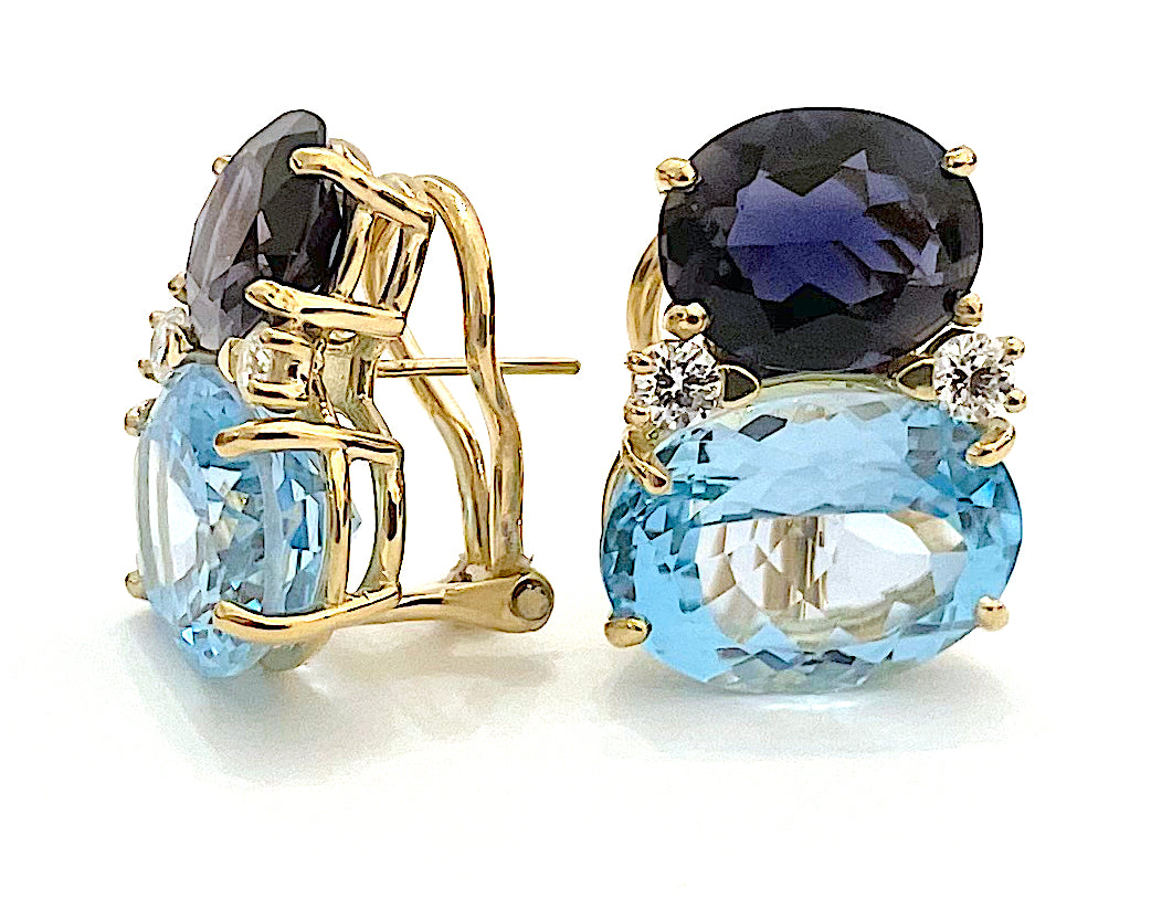 ADELE Large GUM DROP™ Earrings with Citrine and Smokey Topaz and Diamonds
