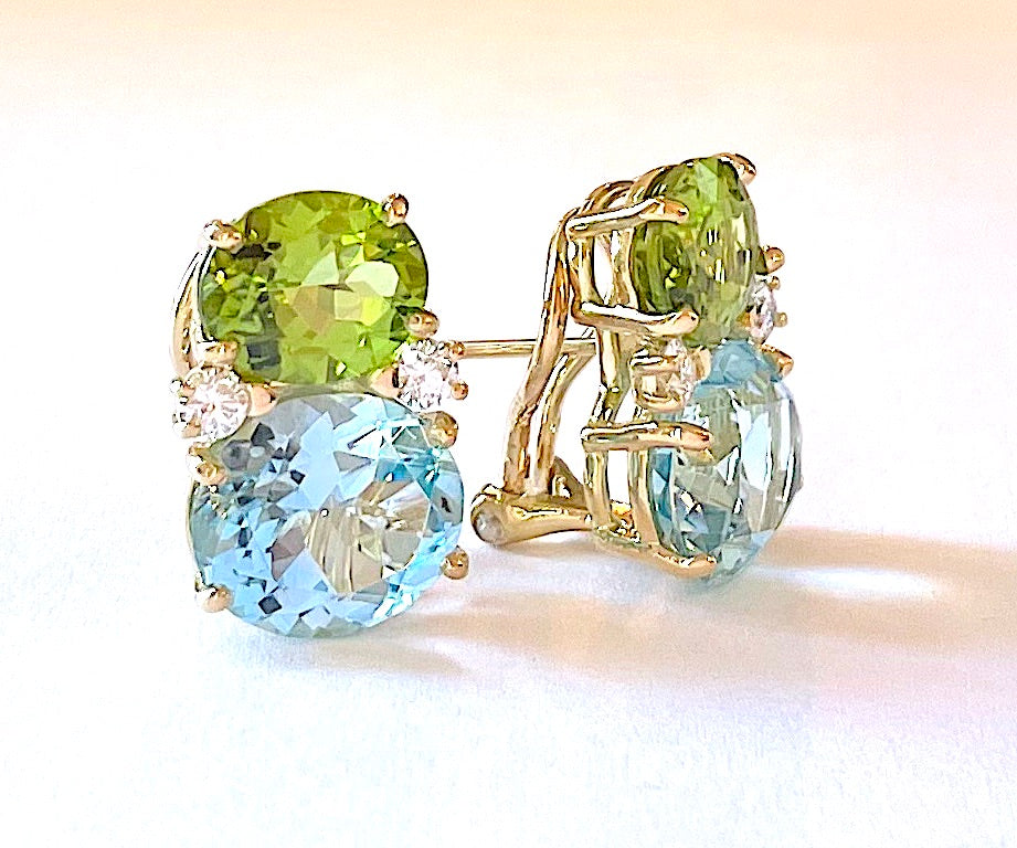 Medium GUM DROP™ Earrings with Peridot and Blue Topaz and Diamonds