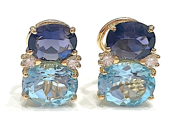 Medium GUM DROP™ Earrings with Iolite and Blue Topaz and Diamonds