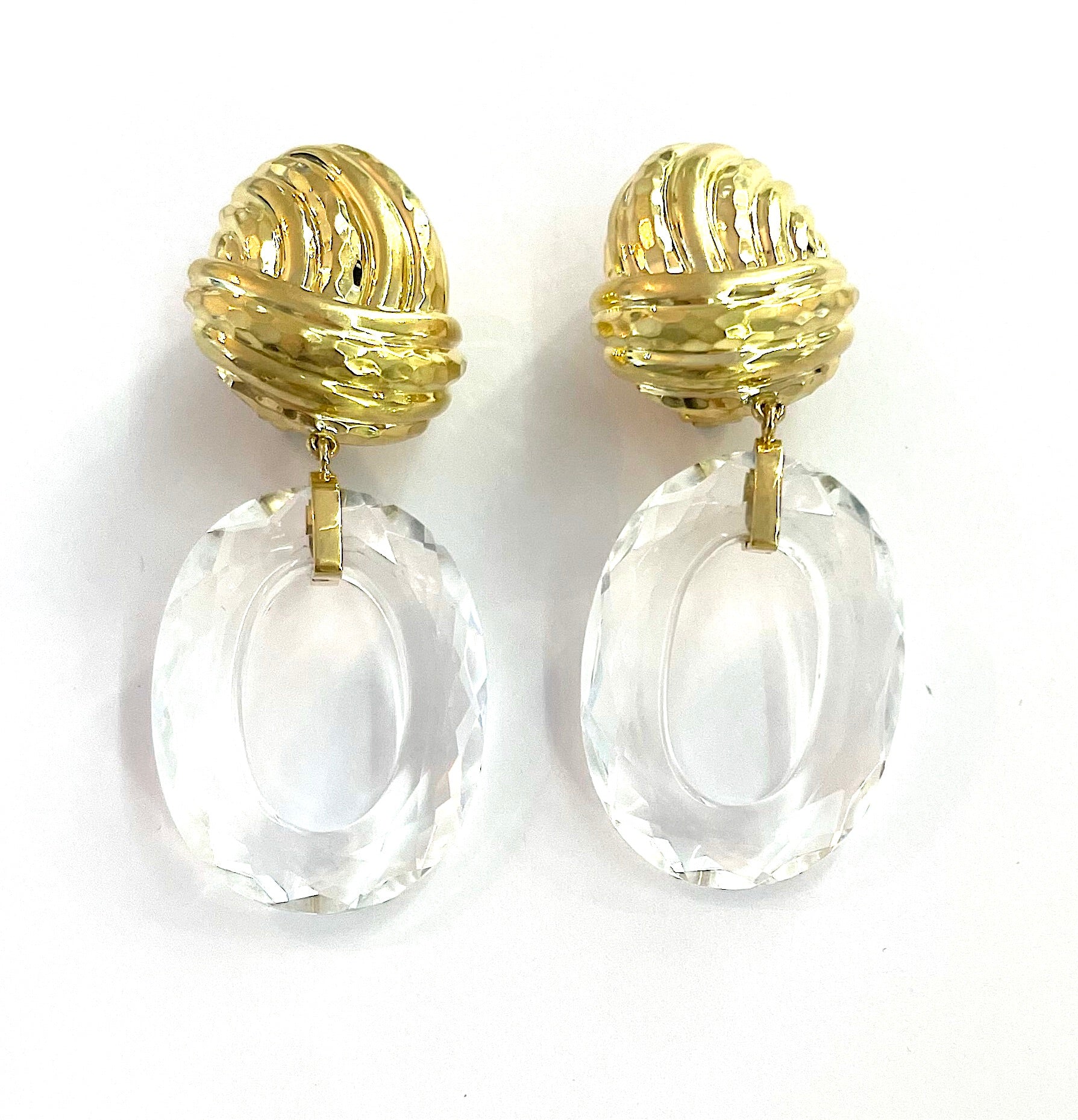 Elegant Gold and Rock Crystal Drop Earring A. Clunn