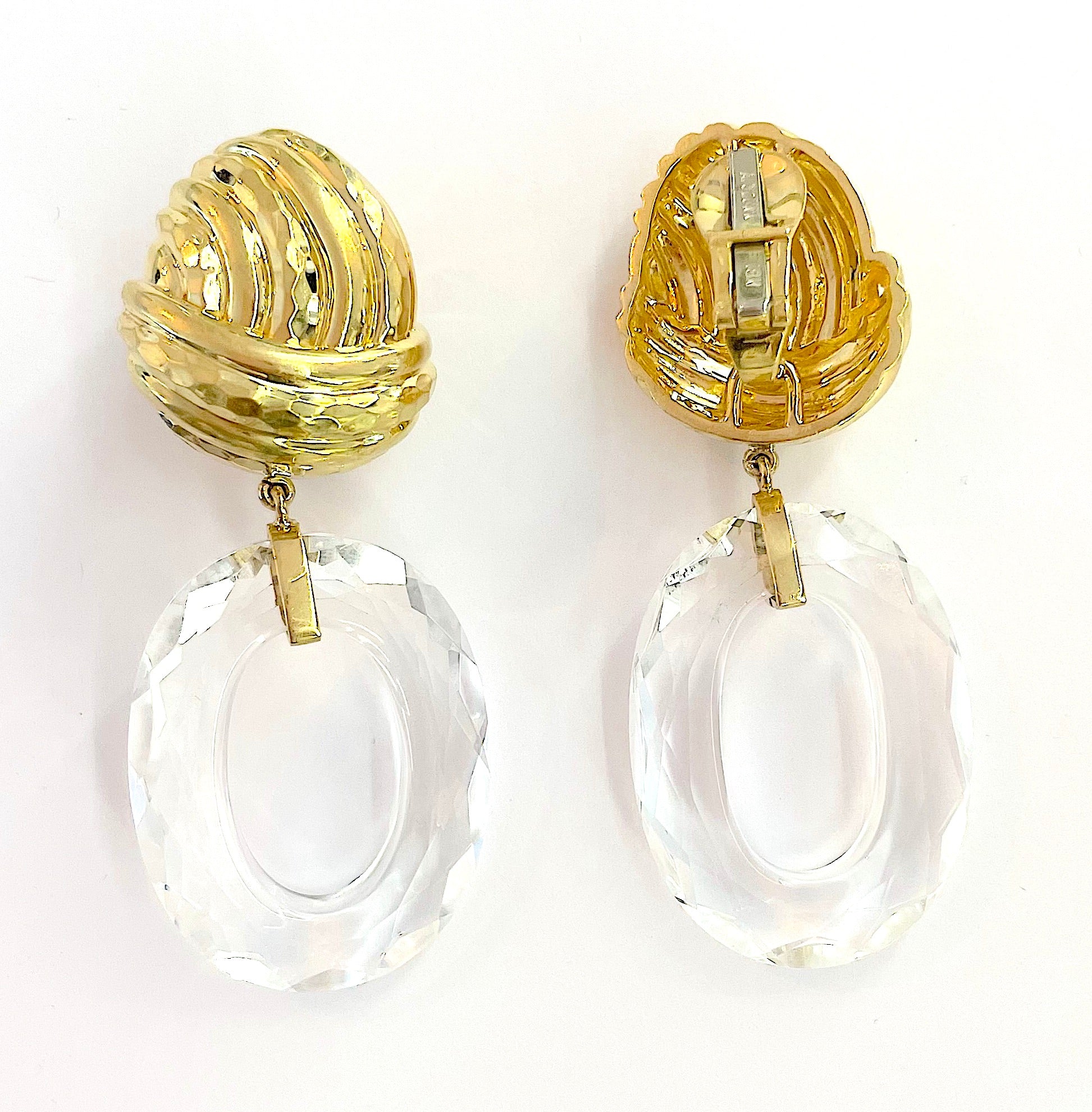 Elegant Gold and Rock Crystal Drop Earring A. Clunn