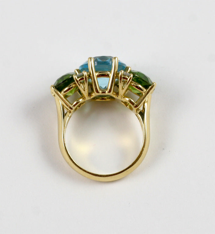 Large GUM DROP™ Ring with Pink Topaz Peridot and Diamonds