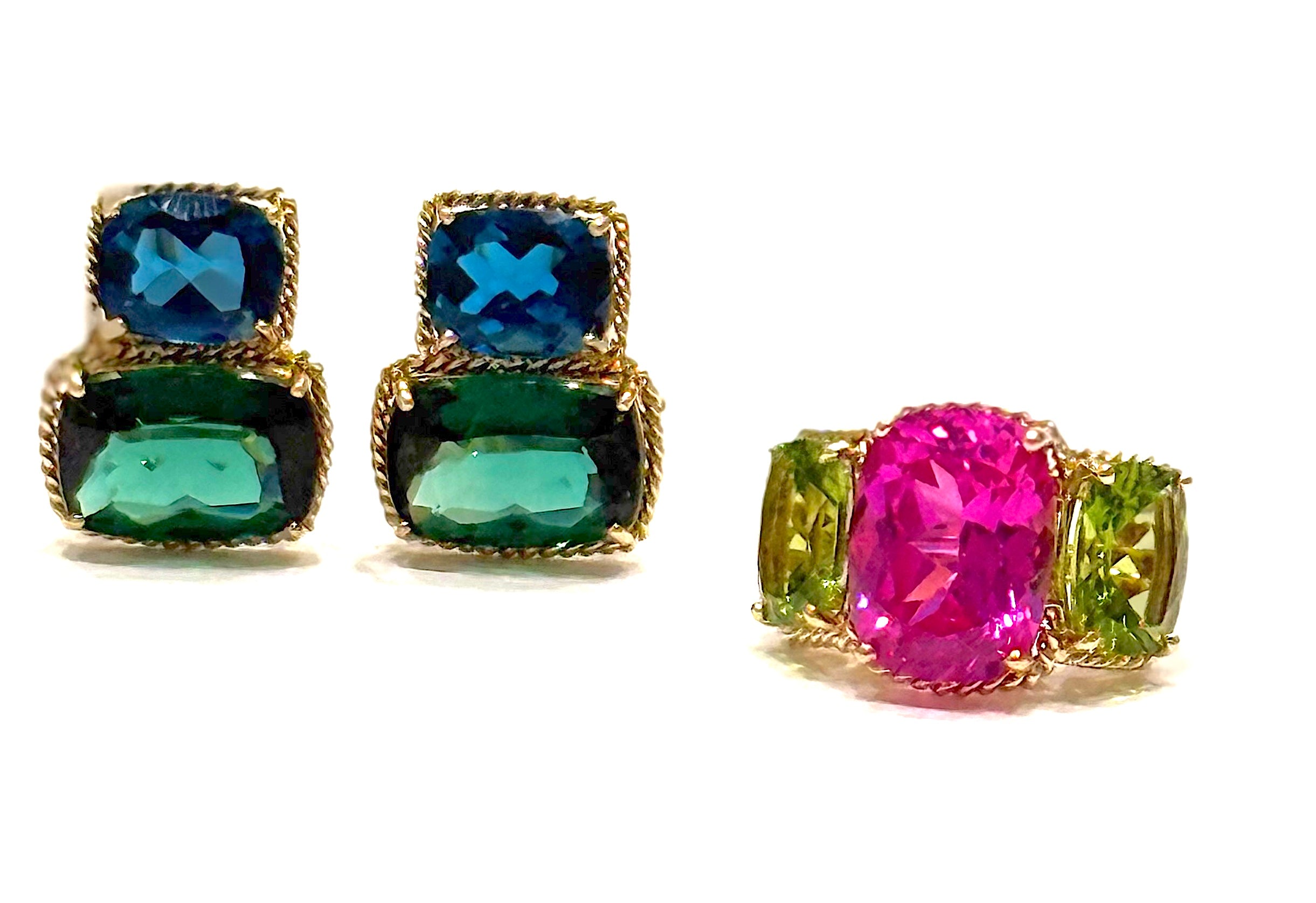 Elegant Single Stone Citrine Ring with Gold Rope Twist Border