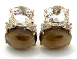 Large GUM DROP™ Earrings with Tsavorite and Dark Blue Topaz and Diamonds