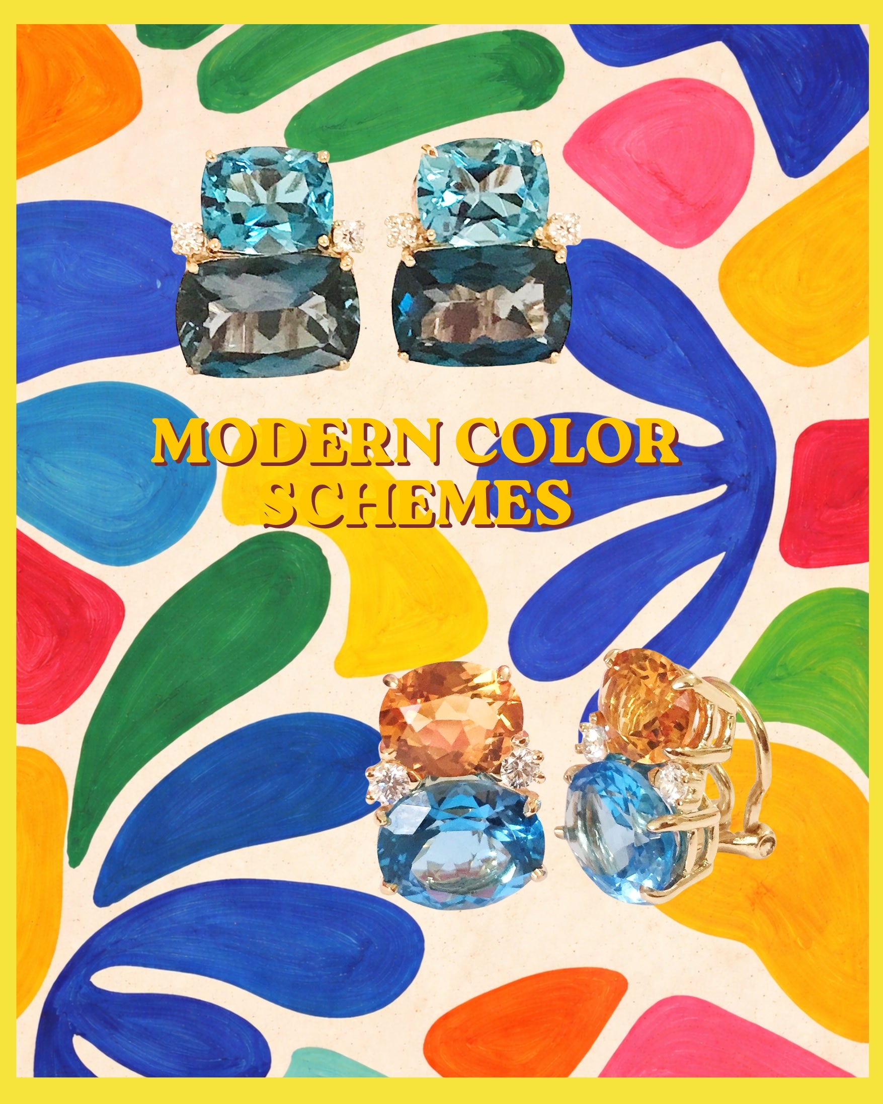 Medium GUM DROP™ Earrings with Citrine and Blue Topaz and Diamonds