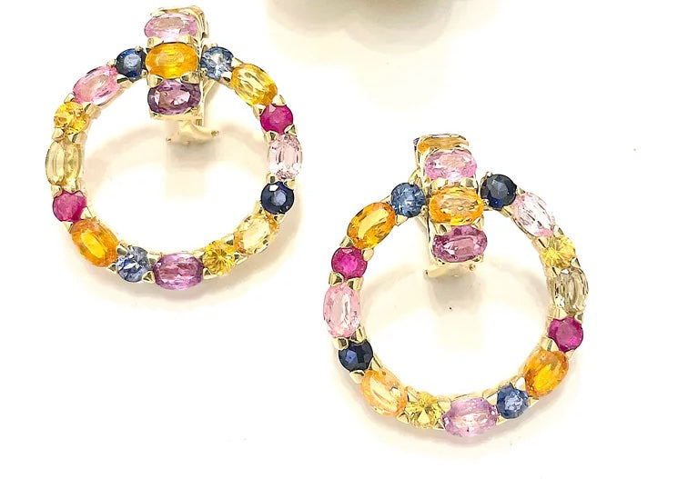 18kt Yellow Gold Mini Emerald Cut Ring with Blue Topaz and Peridot