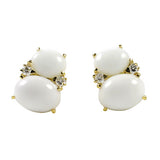 Large GUM DROP™ Earrings with Cabochon White Jade and Diamonds