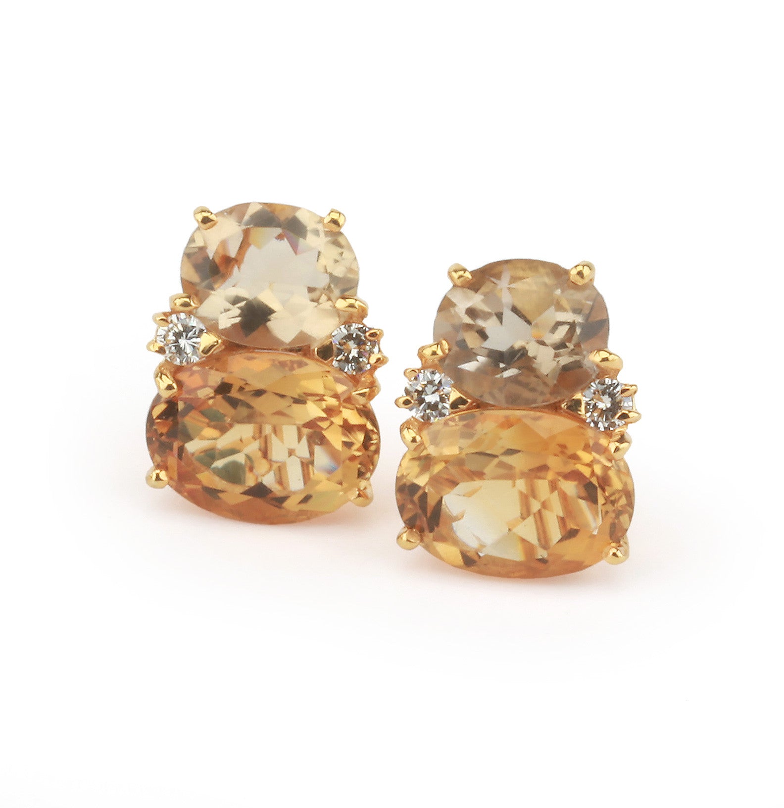 Large 18kt Yellow Gold GUM DROP™ Earrings with Champagne Quartz and Citrine