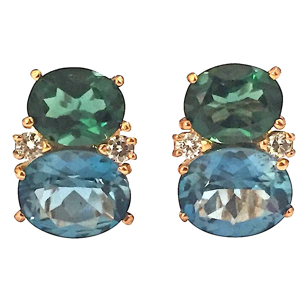 Medium GUM DROP™ Earrings with Peridot and Blue Topaz and Diamonds