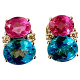 Medium Gum Drop Earrings with Peridot and Pink Topaz and Diamonds