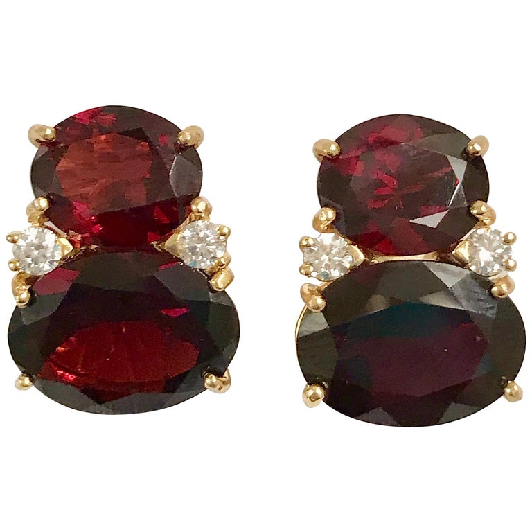 Large GUM DROP™ Earrings with Garnet and Diamonds