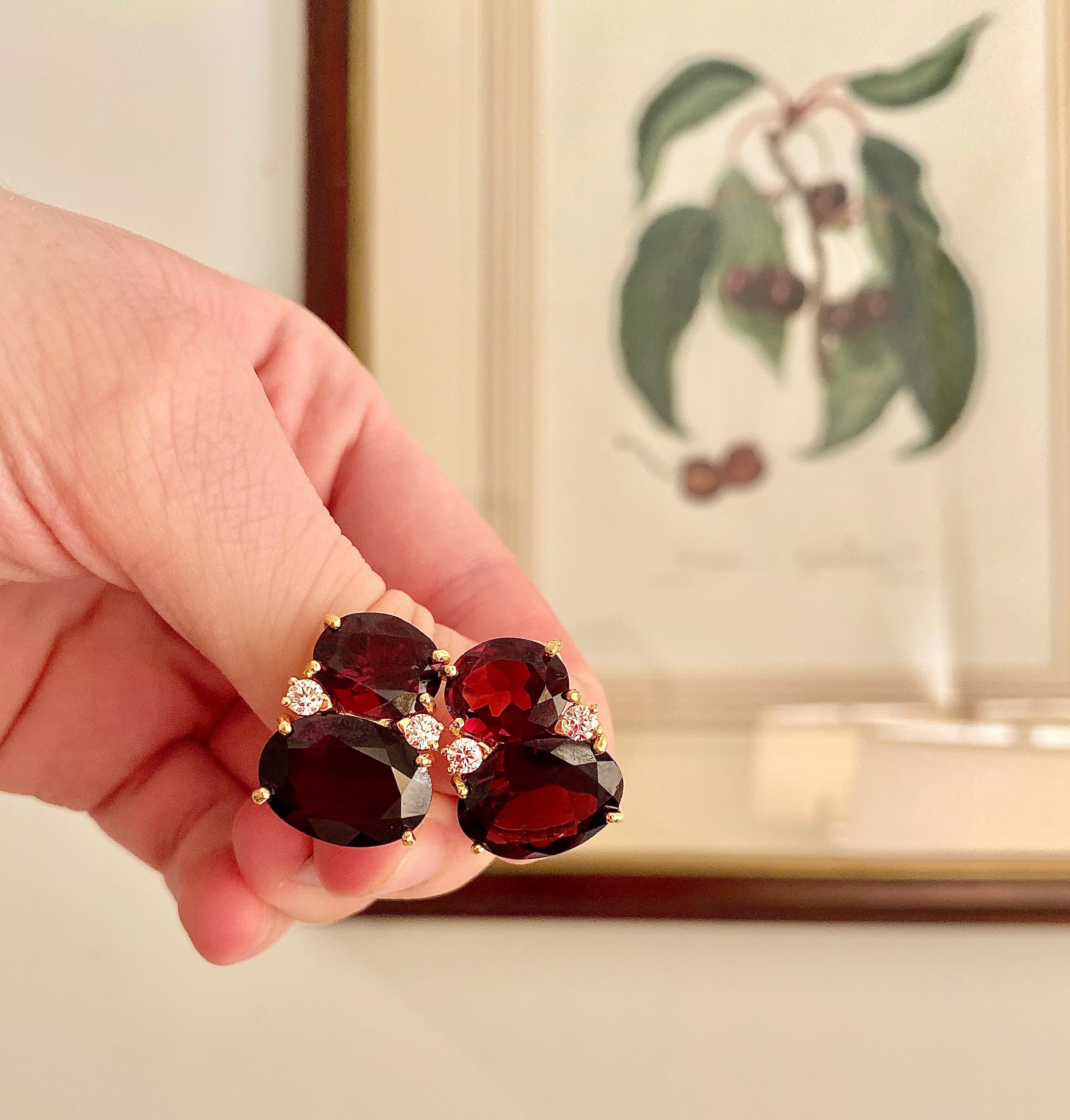 Large GUM DROP™ Earrings with Garnet and Diamonds