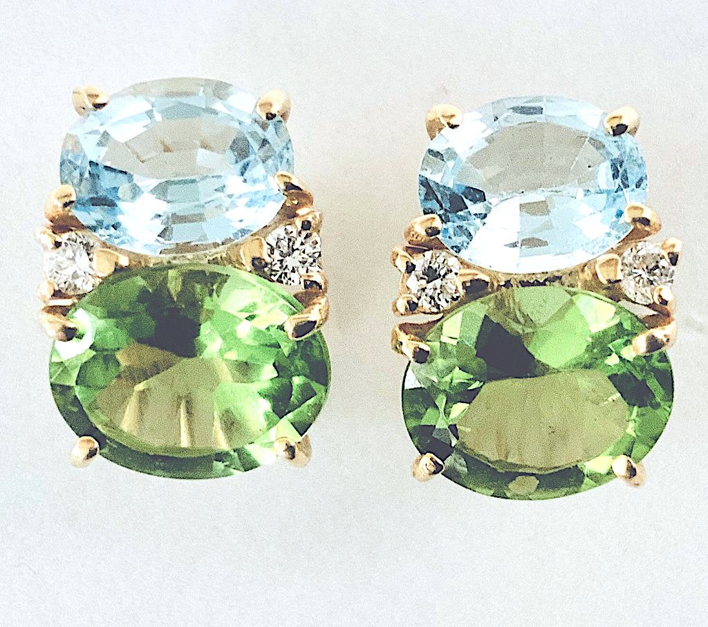 Medium GUM DROP™ Earrings with Peridot and Blue Topaz and Diamonds