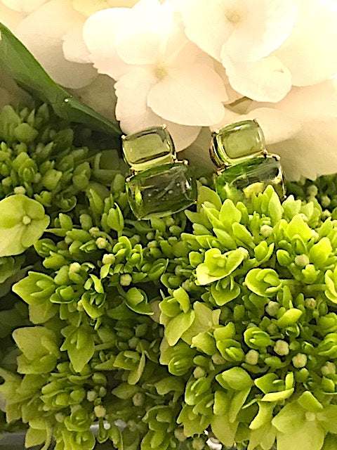 18kt Yellow Gold Cushion Rope Twist Border Earring with Citrine and Smoky Topaz