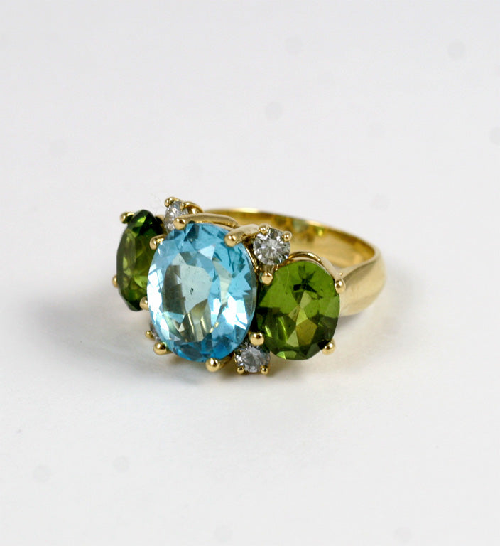 Large GUM DROP™ Ring with Citrine and Amethyst and Diamonds