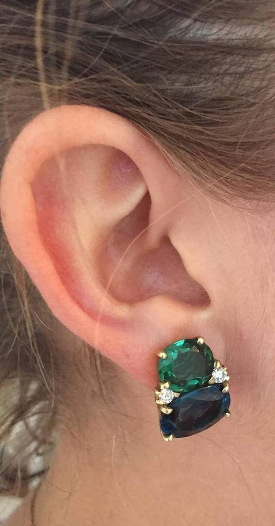 Grande GUM DROP™ Earrings with Cabochon White Jade and Diamonds