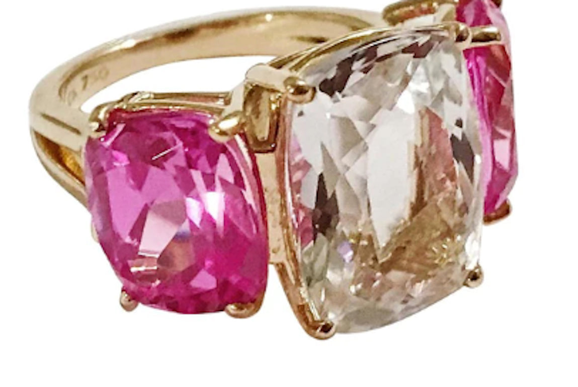 Medium 18kt White Gold GUM DROP™ Ring with Morganite and Rock Crystal