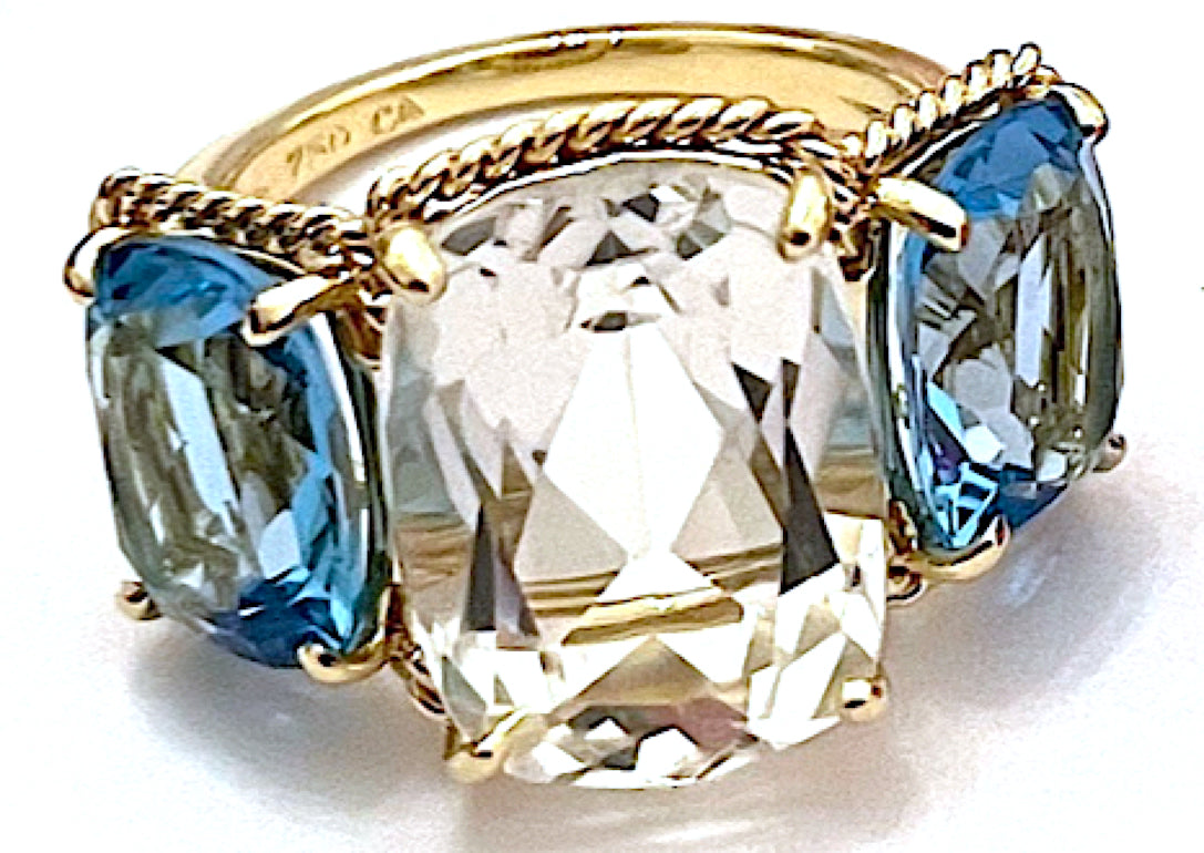 Medium 18kt White Gold GUM DROP™ Ring with Morganite and Rock Crystal