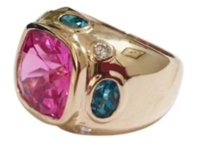 Medium 18kt White Gold GUM DROP™ Ring with Morganite and Rock Crystal