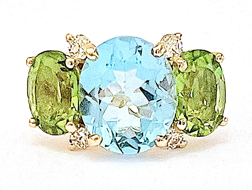 Large GUM DROP™ Ring with Citrine and Amethyst and Diamonds
