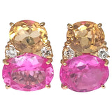 Large GUM DROP™ Earrings with Citrine and Pink Topaz and Diamonds