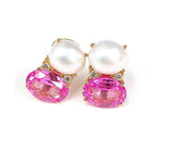 Medium GUM DROP™ Earrings with Pearls and Peridot and Four Diamonds