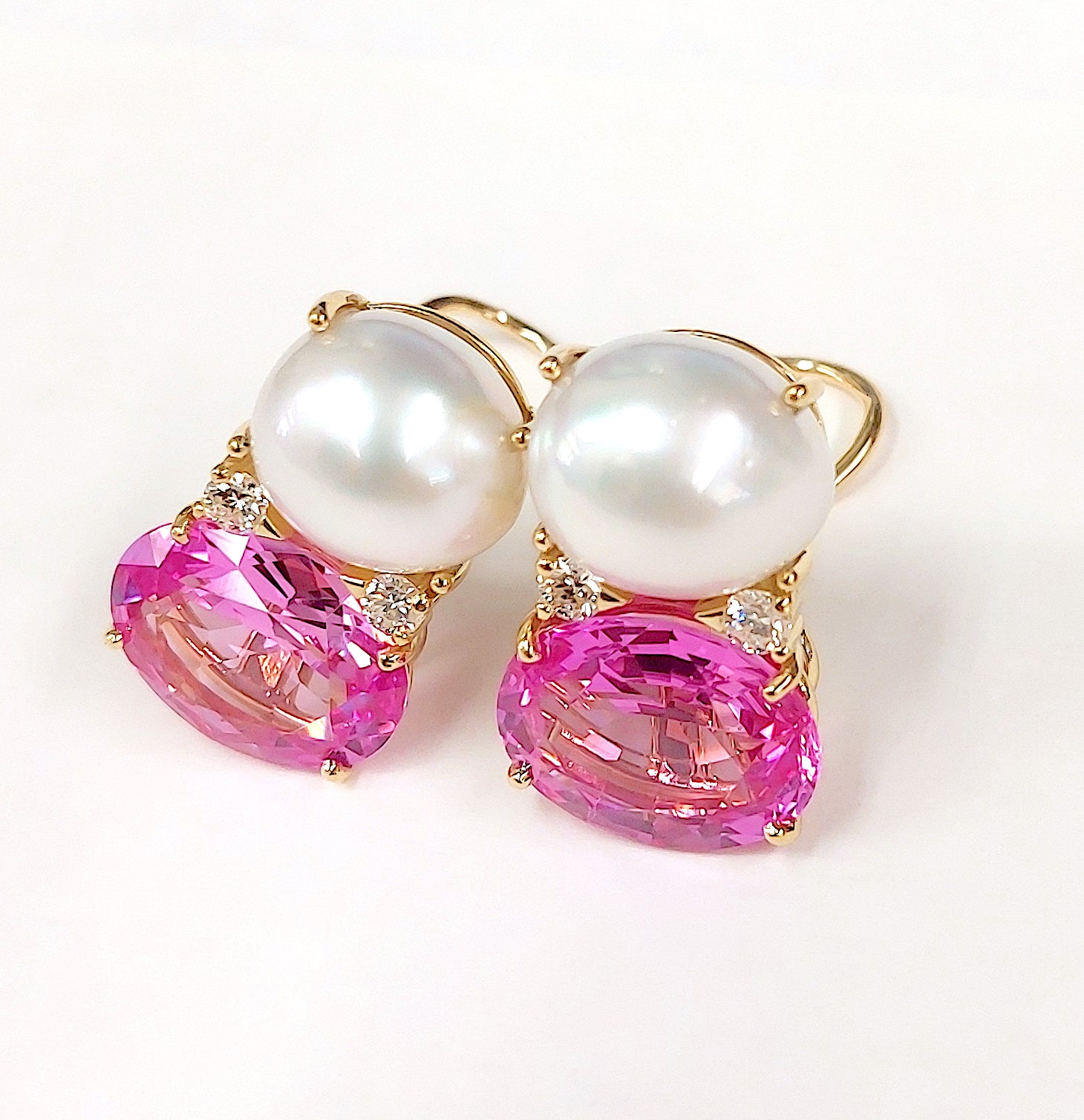 18Kt Yellow Gold Double Cushion Peridot and Blue Topaz Earrings