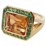 18kt Bonheur Ring with Green Amethyst, Amethyst and Blue Topaz