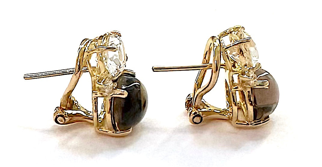 Large GUM DROP™ Earrings with Pink Topaz and Blue Topaz and Diamonds