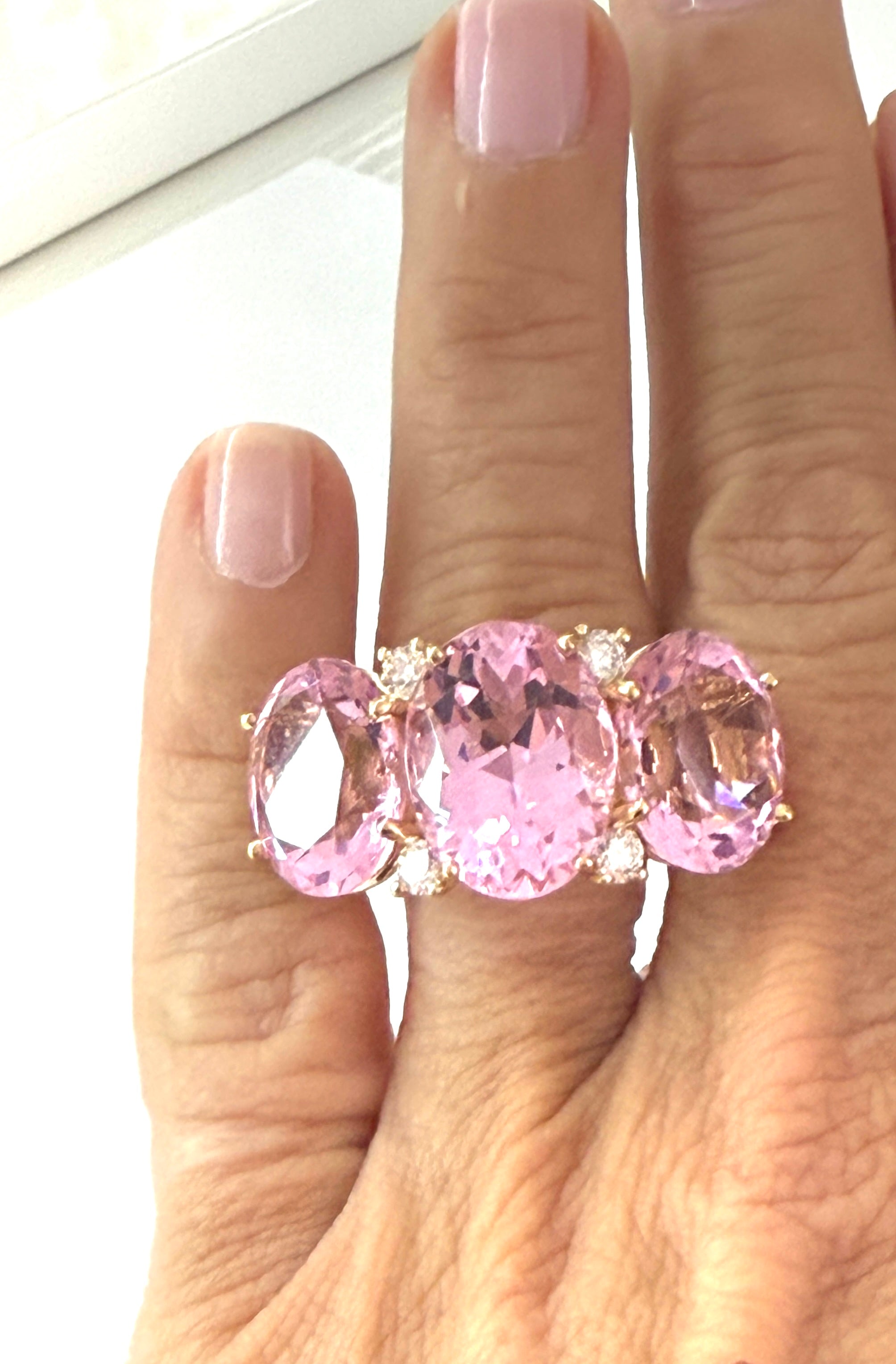 Extra Large GUM DROP™ Ring with Pink Topaz and Diamonds