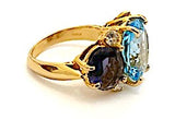 Large GUM DROP™ Ring with Blue Topaz Iolite and Diamonds