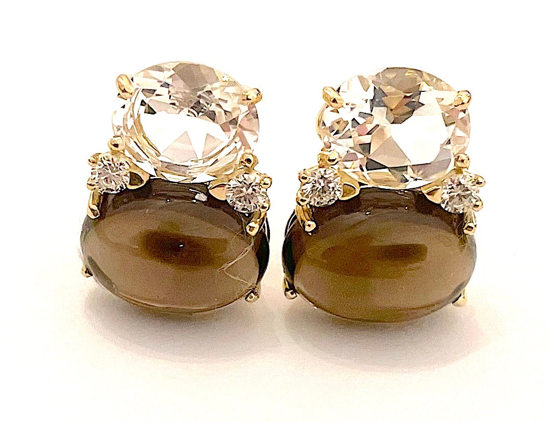 Large GUM DROP™ Earrings with Pink Topaz and Blue Topaz and Diamonds