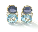 Medium GUM DROP™ Earrings with Iolite and Blue Topaz and Diamonds