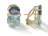 Medium GUM DROP™ Earrings with Iolite and Blue Topaz and Diamonds