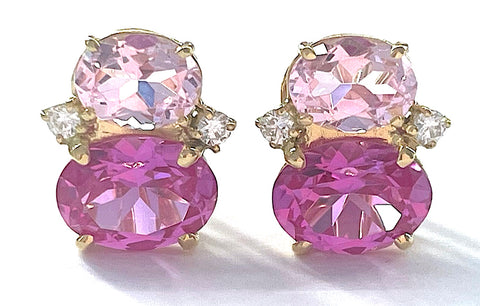 Mini GUM DROP™ Earrings with Pink Topaz and Diamonds