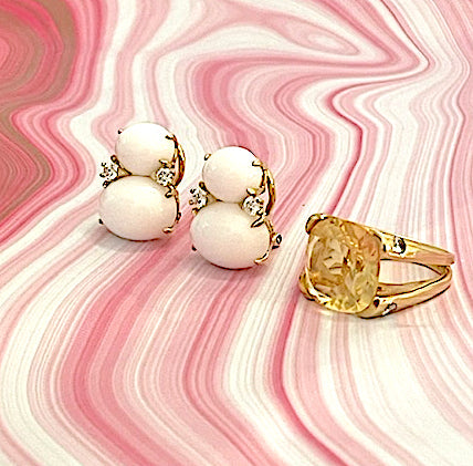 Small GUM DROP™ Ring with Blue Topaz and Iolite and Diamonds