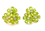 Peridot Flower Diamond Cluster Earrings