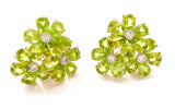 Peridot Flower Diamond Cluster Earrings