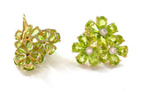 Peridot Flower Diamond Cluster Earrings