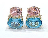 Large GUM DROP™ Earrings with Pink Topaz and Blue Topaz and Diamonds