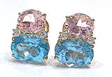 Large GUM DROP™ Earrings with Pink Topaz and Blue Topaz and Diamonds