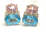 Large GUM DROP™ Earrings with Pink Topaz and Blue Topaz and Diamonds