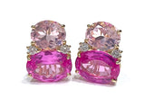 Large GUM DROP™ Earrings with Pink Topaz and Blue Topaz and Diamonds