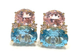 Large GUM DROP™ Earrings with Pink Topaz and Blue Topaz and Diamonds