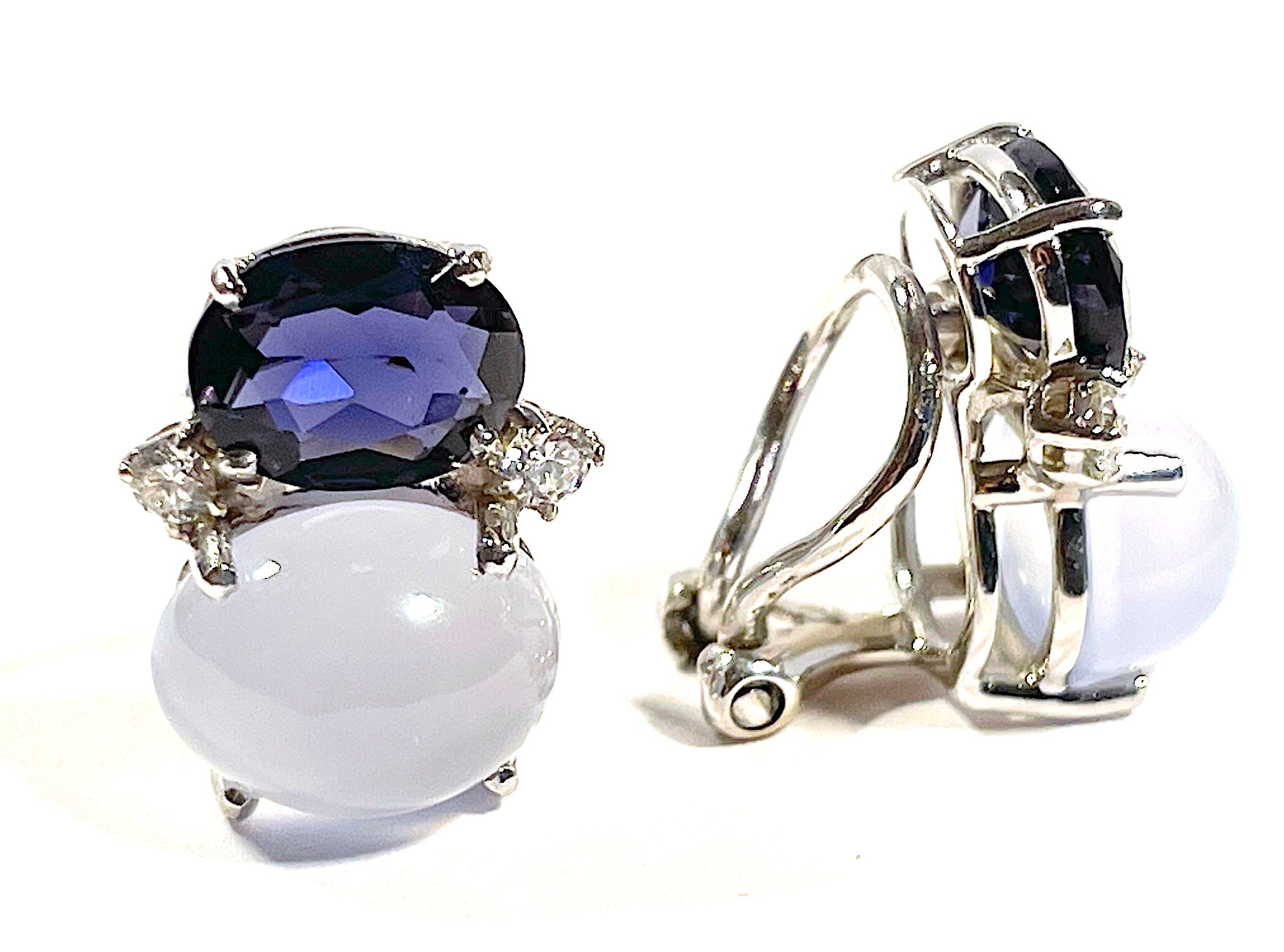 Large GUM DROP™ Earrings with Pink Topaz and Blue Topaz and Diamonds