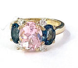 Small GUM DROP™ Ring with Bright Pink Topaz and Blue Topaz and Diamonds