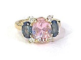 Small GUM DROP™ Ring with Bright Pink Topaz and Blue Topaz and Diamonds