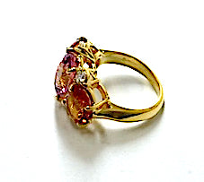 Small GUM DROP™ Ring with Blue Topaz and Iolite and Diamonds