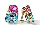 Large GUM DROP™ Earrings with Pink Topaz and Blue Topaz and Diamonds