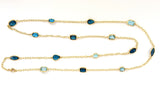 Elegant Multi Color Blue Topaz Necklace on twisted Link chain